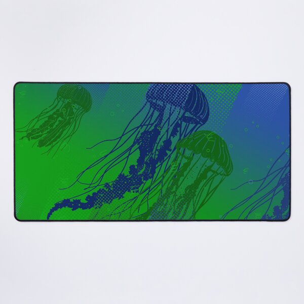 Item preview, Jellyfish Swarm Green Blue Ocean designed and sold by chaaval.