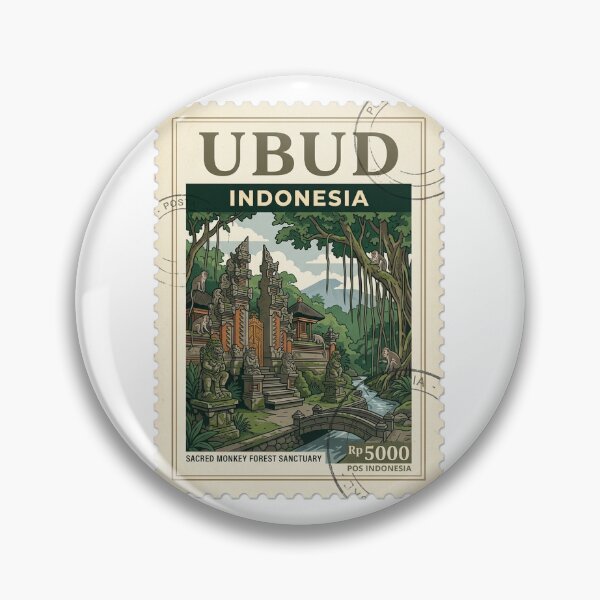 Item preview, Vintage Ubud Bali Sacred Monkey Forest Travel Stamp designed and sold by k3rstman1.