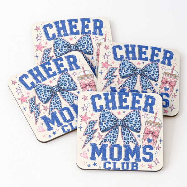 Item preview, Blue Leopard Bow Cheer Moms Club Pink Checkered Coffee Viral designed and sold by Yellowriversss.