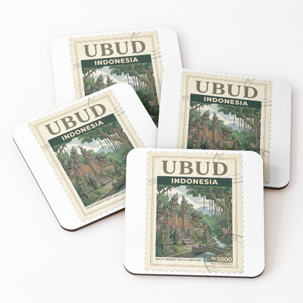 Item preview, Vintage Ubud Bali Sacred Monkey Forest Travel Stamp designed and sold by k3rstman1.