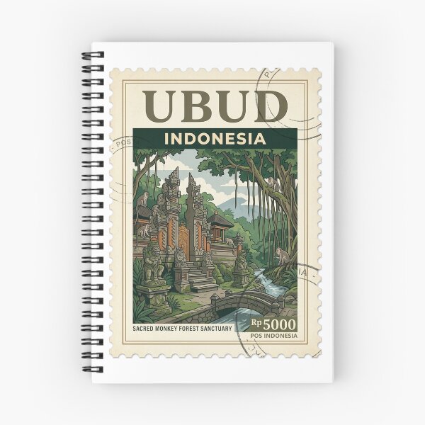 Item preview, Vintage Ubud Bali Sacred Monkey Forest Travel Stamp designed and sold by k3rstman1.