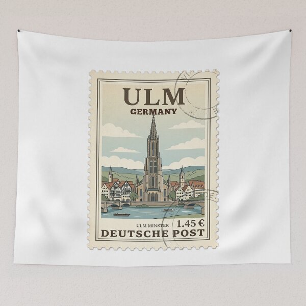 Item preview, Ulm Minster Cathedral Germany Vintage Travel Stamp designed and sold by k3rstman1.