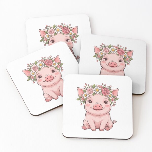 Item preview, Baby Pig Wearing Flower Crown designed and sold by YNAMREG.