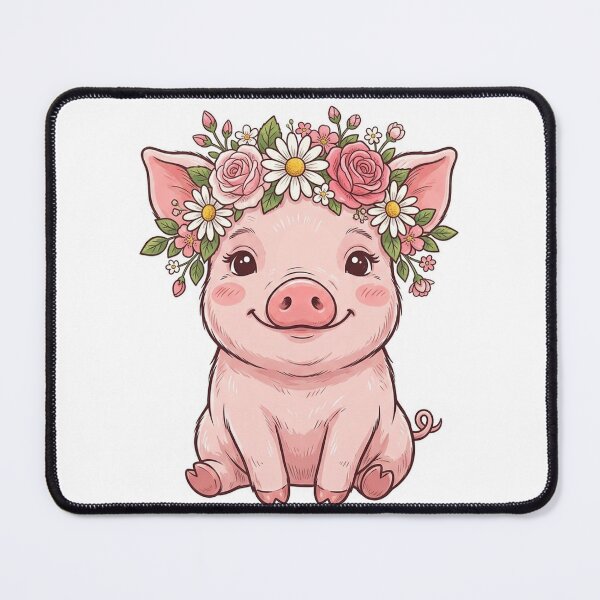 Item preview, Baby Pig Wearing Flower Crown designed and sold by YNAMREG.