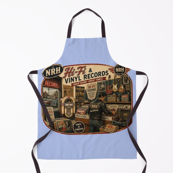 Item preview, Retro poster of vinyl records and vintage Hi-Fi designed and sold by Normandy Road Heritage.
