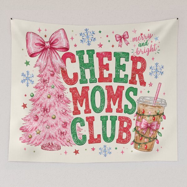 Item preview, Christmas Tree Cheer Moms Club Pink Bow Merry and Bright designed and sold by Yellowriversss.