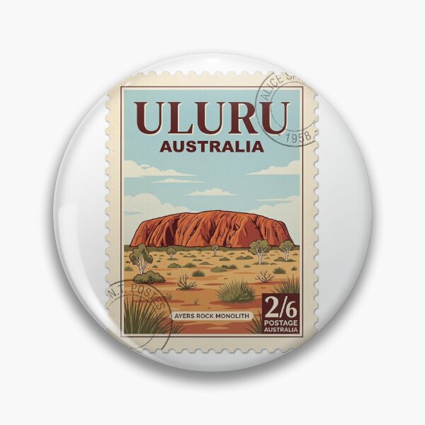 Item preview, Vintage Uluru Australia Ayers Rock Travel Stamp designed and sold by k3rstman1.