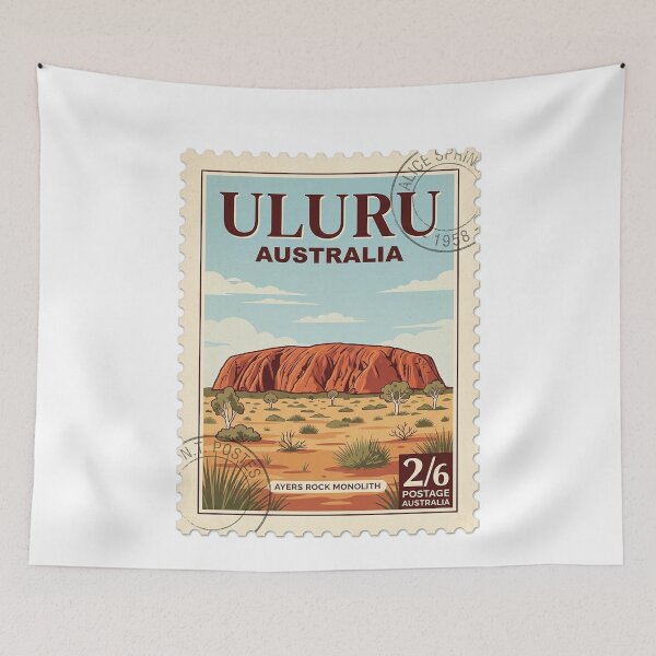 Item preview, Vintage Uluru Australia Ayers Rock Travel Stamp designed and sold by k3rstman1.