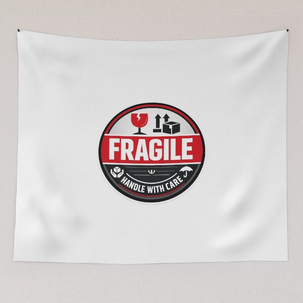 Item preview, FRAGILE - HANDLE WITH CARE - SIGNS - RETRO WORN SIGN - UNIQUE RARE ORIGINAL TSHIRT STICKER designed and sold by SentientGallery.