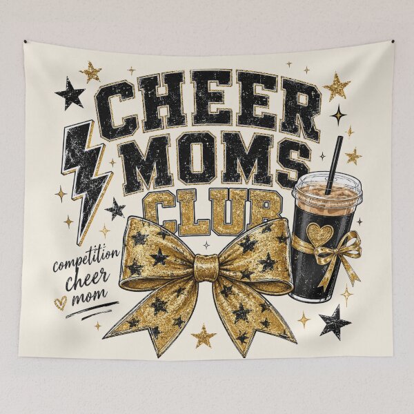 Item preview, Black and Gold Cheer Moms Club Luxe Competition Glitter Bow designed and sold by Yellowriversss.