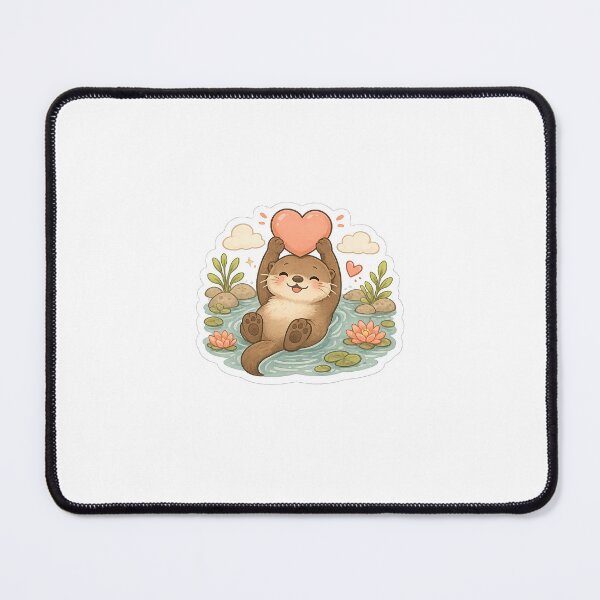 Item preview, Cute Otter Holding Heart Sticker | Kawaii River Otter Illustration | Wholesome Animal Art designed and sold by Macie & Co. .