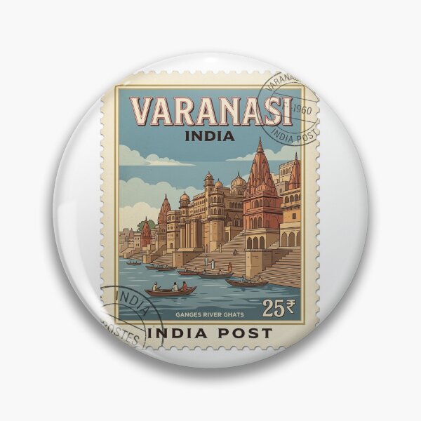 Item preview, Varanasi India Ganges River Ghats Travel Stamp designed and sold by k3rstman1.