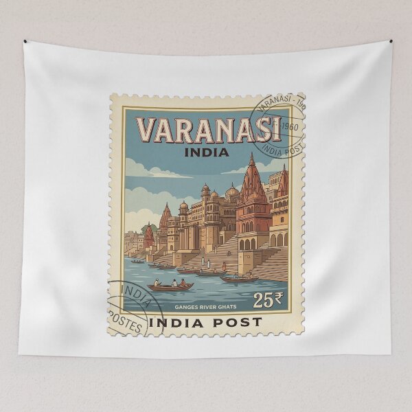 Item preview, Varanasi India Ganges River Ghats Travel Stamp designed and sold by k3rstman1.