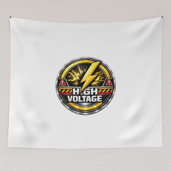 Item preview, HIGH VOLTAGE - SIGNS - RETRO WORN SIGN - UNIQUE RARE ORIGINAL TSHIRT STICKER designed and sold by SentientGallery.