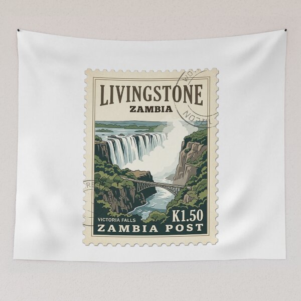 Item preview, Vintage Victoria Falls Zambia Travel Stamp designed and sold by k3rstman1.