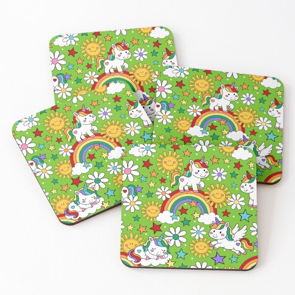 Item preview, Unicorns Rainbows and Sunshine in Lime Green designed and sold by KrisInStitches.