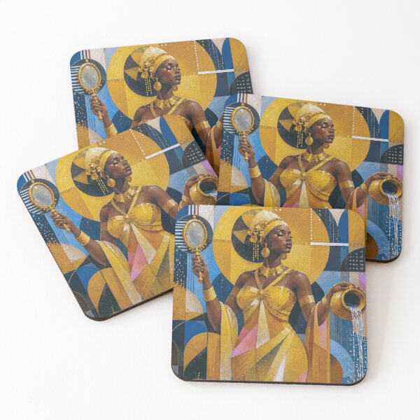 Item preview, Oshun: Goddess of the Sacred River a cubistic painting. designed and sold by GalleryKauffeld.