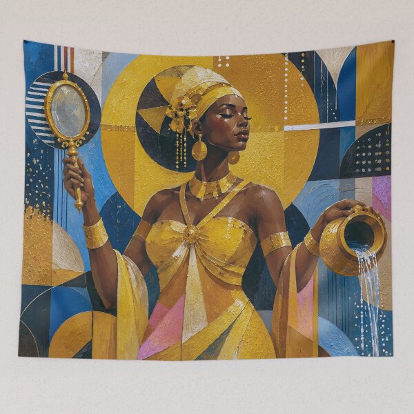 Item preview, Oshun: Goddess of the Sacred River a cubistic painting. designed and sold by GalleryKauffeld.