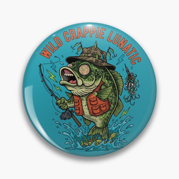 Item preview, Crappie fishing cartoon logo style illustration "Wild Crappie Lunitic". designed and sold by Art-Horizon.