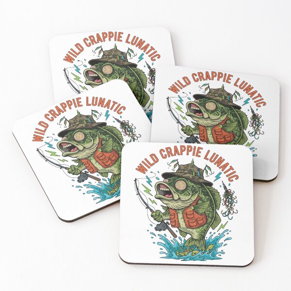 Item preview, Crappie fishing cartoon logo style illustration "Wild Crappie Lunitic". designed and sold by Art-Horizon.