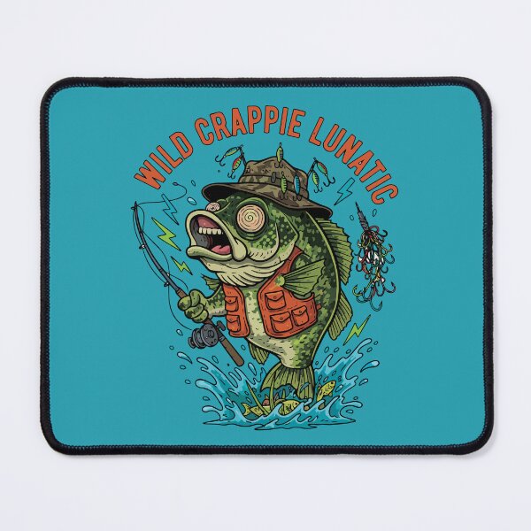 Item preview, Crappie fishing cartoon logo style illustration "Wild Crappie Lunitic". designed and sold by Art-Horizon.