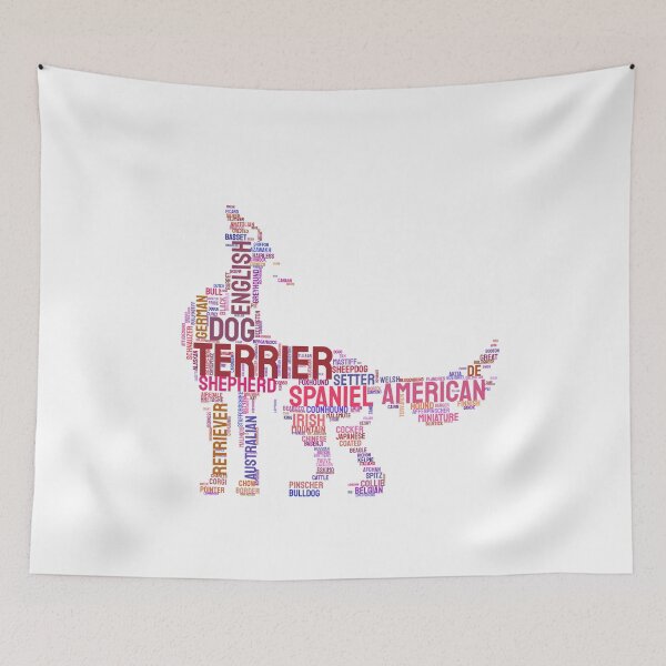 Item preview, Aesthetic Dog Silhouette Word Cloud Art Print designed and sold by AyfuDesigns.