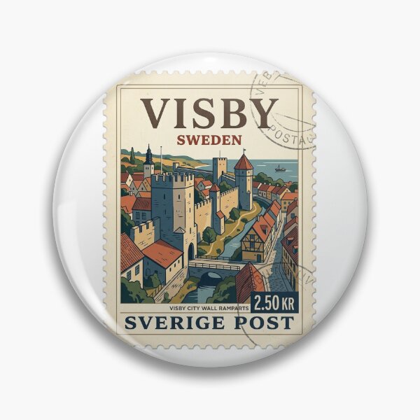 Item preview, Visby Sweden City Wall Vintage Travel Stamp designed and sold by k3rstman1.