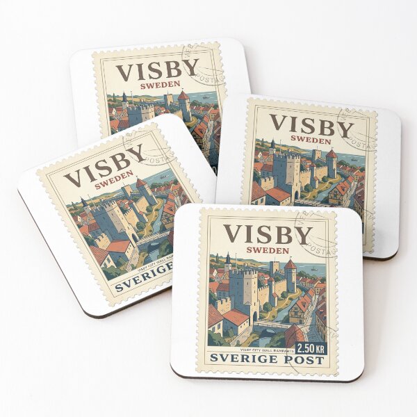 Item preview, Visby Sweden City Wall Vintage Travel Stamp designed and sold by k3rstman1.