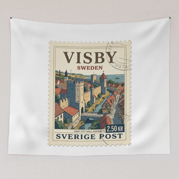 Item preview, Visby Sweden City Wall Vintage Travel Stamp designed and sold by k3rstman1.