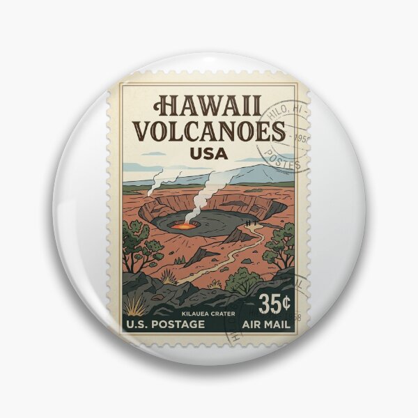 Item preview, Vintage Kilauea Crater Hawaii Volcanoes Travel Stamp designed and sold by k3rstman1.