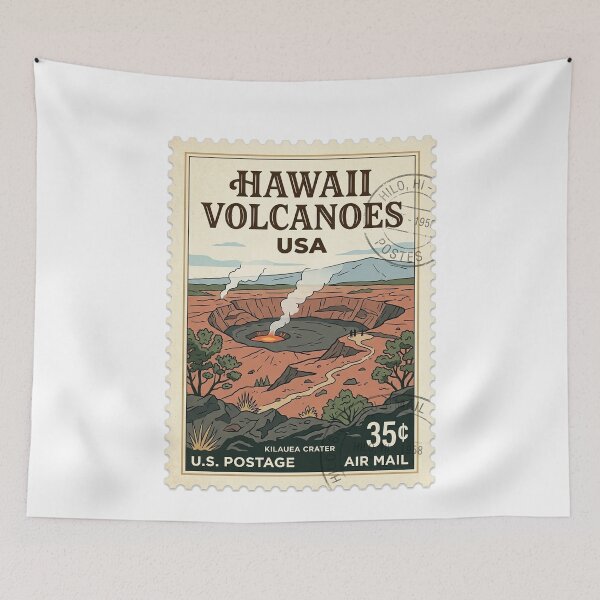 Item preview, Vintage Kilauea Crater Hawaii Volcanoes Travel Stamp designed and sold by k3rstman1.