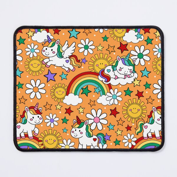 Item preview, Unicorns Rainbows and Sunshine in Orange designed and sold by KrisInStitches.
