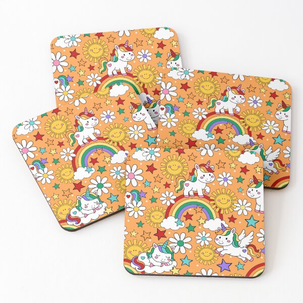 Item preview, Unicorns Rainbows and Sunshine in Orange designed and sold by KrisInStitches.