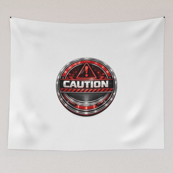 Item preview, CAUTION - SIGNS - RETRO MODERN SIGN - UNIQUE RARE ORIGINAL TSHIRT STICKER designed and sold by SentientGallery.