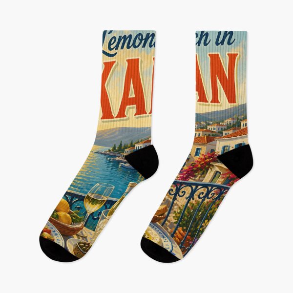 Item preview, Lemons Lunch, Kalkan, Türkiye: Scenic-Style Painterly Travel Poster designed and sold by LSVart.