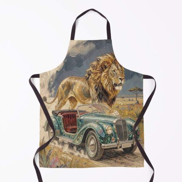 Item preview, Impasto Fantasy Lion & Retro Car Portrait designed and sold by FotoworldEdel.