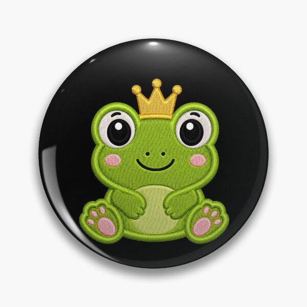 Artikelvorschau, Niedliche Babyfrosch-Stickerei mit Krone entworfen und verkauft von ColorSplash123.