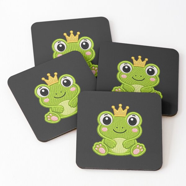 Item preview, Cute Baby Frog Wearing Crown Embroidery Illustration designed and sold by ColorSplash123.