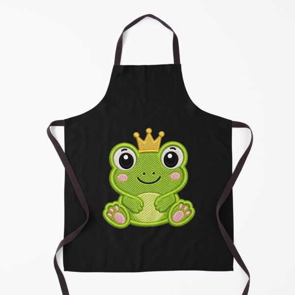 Item preview, Cute Baby Frog Wearing Crown Embroidery Illustration designed and sold by ColorSplash123.