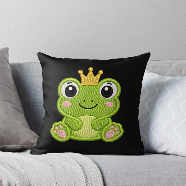Item preview, Cute Baby Frog Wearing Crown Embroidery Illustration designed and sold by ColorSplash123.