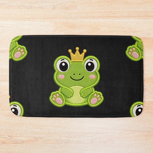 Item preview, Cute Baby Frog Wearing Crown Embroidery Illustration designed and sold by ColorSplash123.