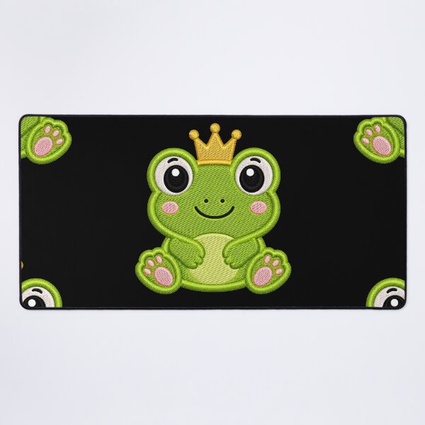 Item preview, Cute Baby Frog Wearing Crown Embroidery Illustration designed and sold by ColorSplash123.