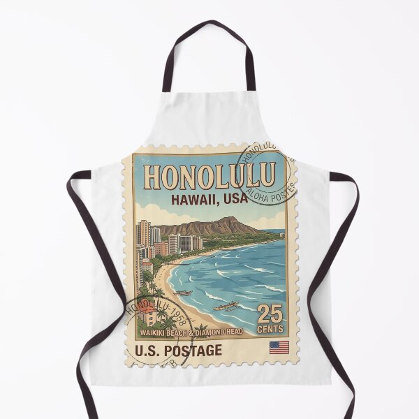 Item preview, Vintage Honolulu Hawaii Waikiki Beach Travel Stamp designed and sold by k3rstman1.