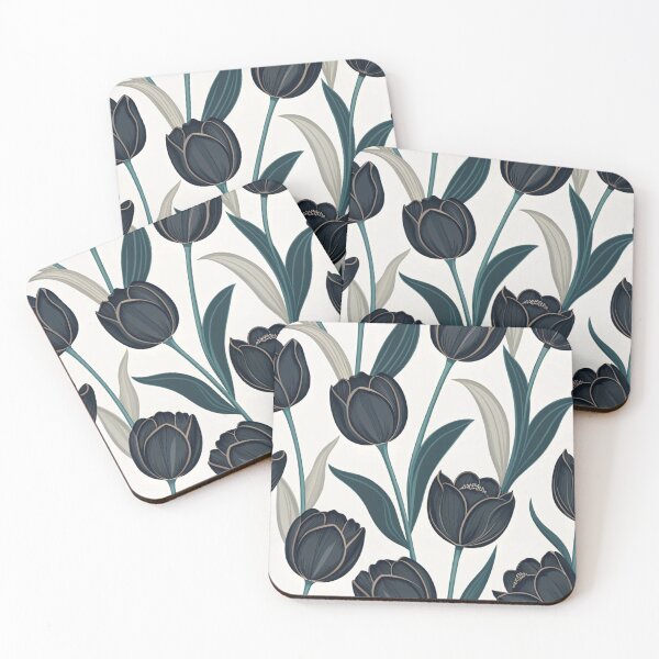 Item preview, Dark Navy Tulips Elegant Floral Seamless Pattern designed and sold by LYAN-STORE.