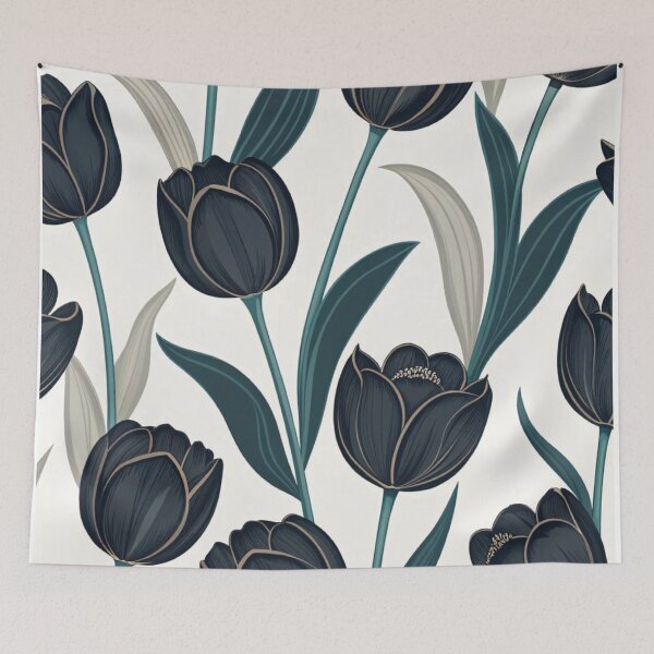Item preview, Dark Navy Tulips Elegant Floral Seamless Pattern designed and sold by LYAN-STORE.