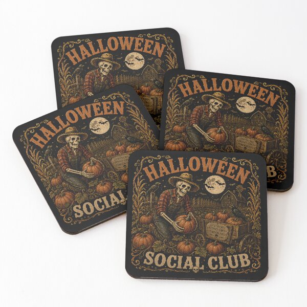 Item preview, Halloween Social Club | Skeleton Pumpkin Patch Vintage Halloween Design designed and sold by KAM-KAM-STORE.