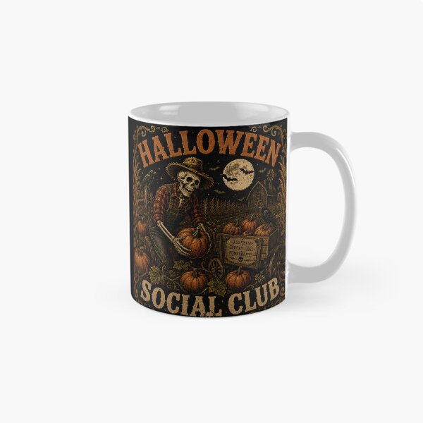 Item preview, Halloween Social Club | Skeleton Pumpkin Patch Vintage Halloween Design designed and sold by KAM-KAM-STORE.