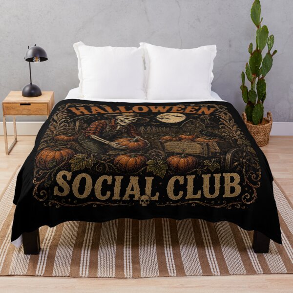Item preview, Halloween Social Club | Skeleton Pumpkin Patch Vintage Halloween Design designed and sold by KAM-KAM-STORE.