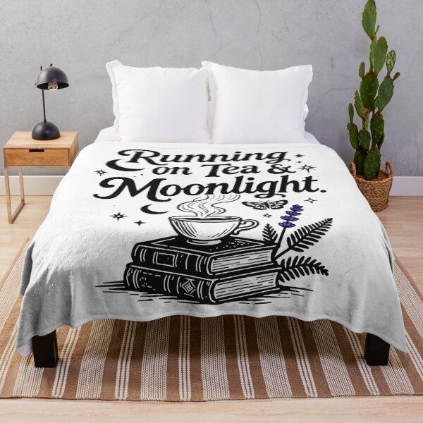 Item preview, Running On Tea And Moonlight Book Lover Reading Aesthetic Cottagecore Witchy Vibes Magical Literary Design For Bookworms Night Owls And Tea Enthusiasts designed and sold by Connys Colorful World.