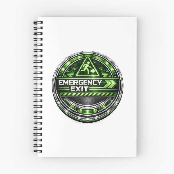 Item preview, EMERGENCY EXIT - SIGNS - RETRO MODERN SIGN - UNIQUE RARE ORIGINAL TSHIRT STICKER designed and sold by SentientGallery.